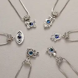 Evil Eye Pendant Necklace For Women New Jewelry Round Butterfly Palm Turtle Lucky Friendship Couple Choker Neck Chain Gift