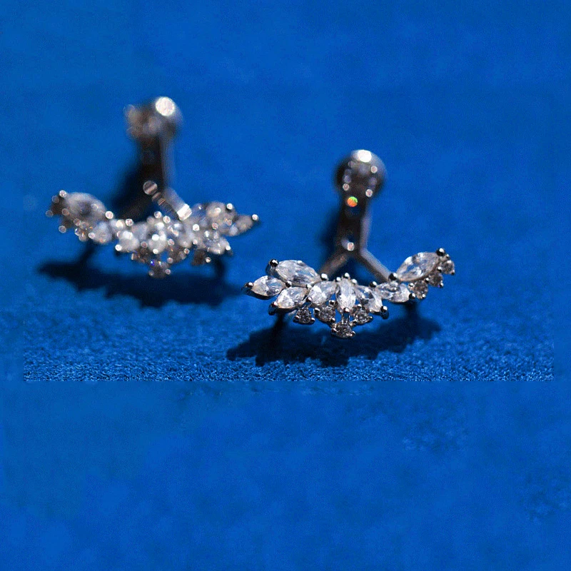 INZATT Real 925 Sterling Silver Zircon Angel Wings Hook Stud Earrings For Charm Women Cute Bohemian Fine Jewelry Accessories