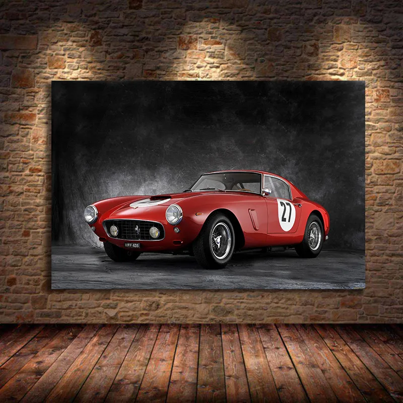 Supercars Posters Ferraris 250 GTO Sport Car Retro Car Picture Print And Poster Wall Art Canvas Painting for Home Decor Unframed