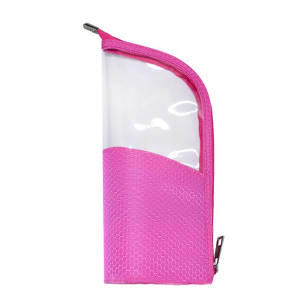 Bolsa de maquillaje portátil, organizador medio transparente, resistente al agua, a la moda