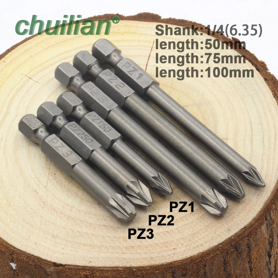 PZ1 PZ2 PZ3 Screwdriver Bit Magnetic Pozidriv Pozi Screwdriver Set 1/4\