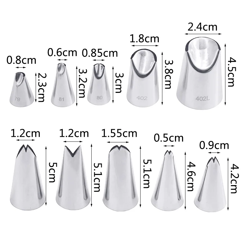 Flower Leaves Rose Nozzles 5Pcs Stainless Steel Icing Piping Nozzle Pastry Tips For Cream Cake Fondant Baking Decorating Tools