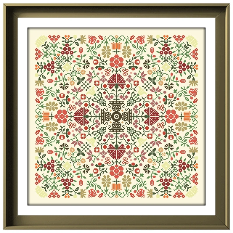 Flower pattern B cross stitch kit Dreampattern 18ct 14ct 11ct light yellow canvas embroidery DIY needlework wall decor