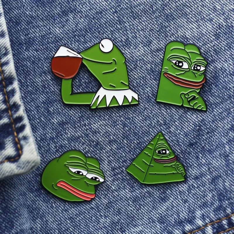 Hilarious Frog Pepe Brooch Lovely Enamel Metal Badge Fans Friend Jewelry Gift Jacket Cowboy Backpack Accessories Pin