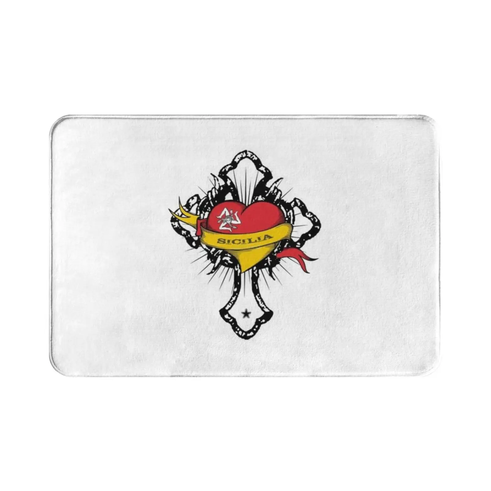 Sizily Island-Italy-Sicilia Carpet Mat Rug Cushion Soft Non-Slip Gangwear Hometown Grafitti Heart Flag Coat Of Arms Cross