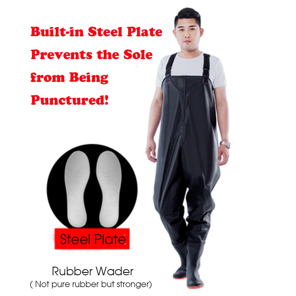 

Steel Boot-sole Chest Wader Pants Warm Thick Strong Durable and Comfortable Breathable Stocking Car-washing River Hunting Kits