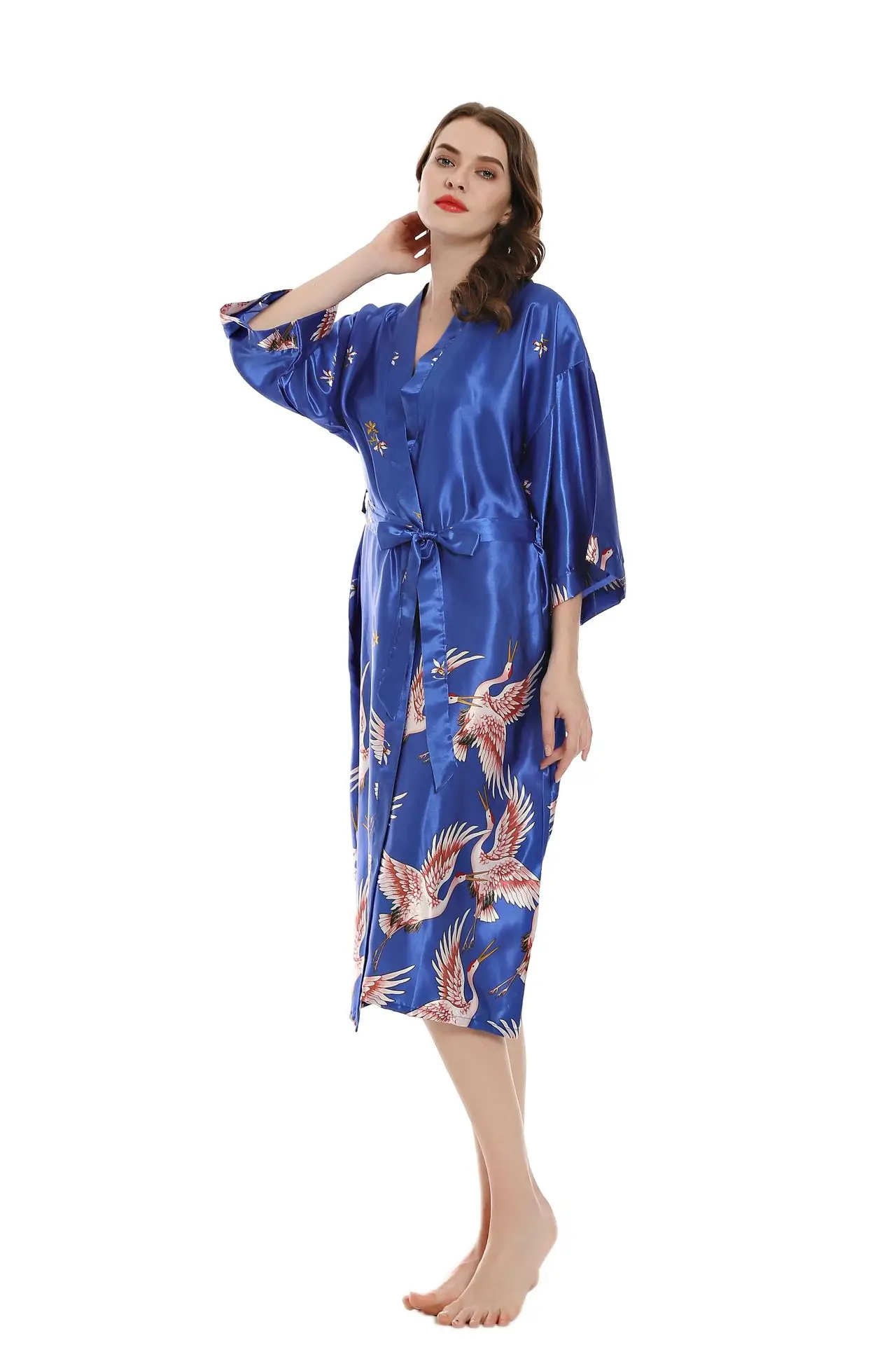 Hot Sale Black Summer Satin Kimono Bathrobe Women Bride Bridesmaid Wedding Robe Dress Gown Sexy Flower Long Sleepwear M-3XL