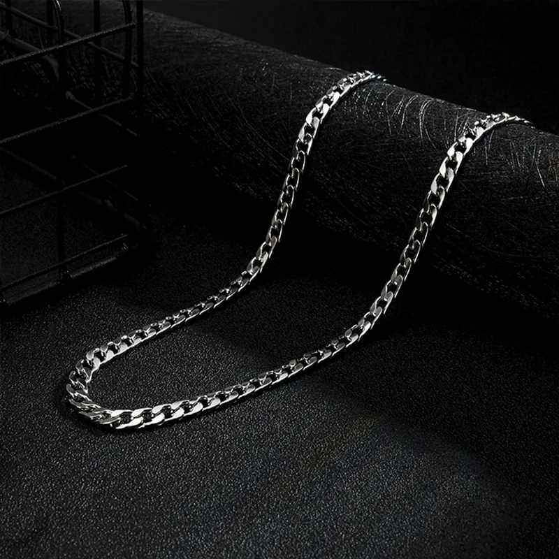 4-15MMM Stainless Steel Cuban Link Necklaces for Men Women NK Hip Hop Chains Punk DIY Jewelry 50-70CM