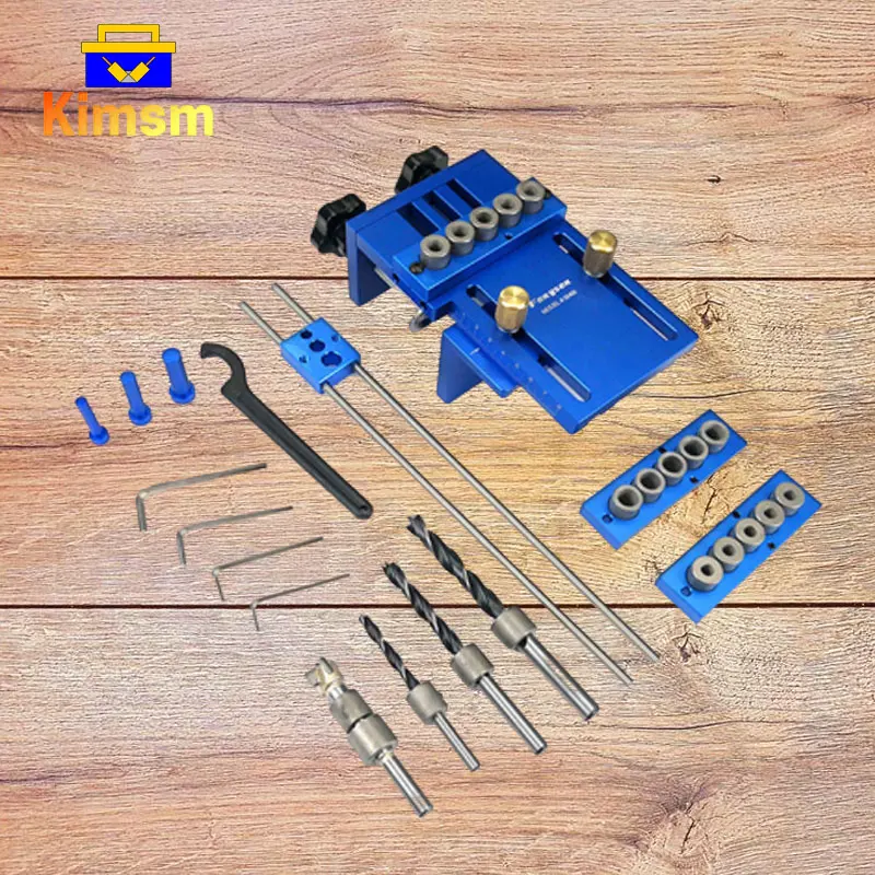 

08400 3 In 1 Drilling Locator Drilling Guide Kit Log Tenon Hole Punch Combo / Triple Punch Locator For Woodworking Dowel Jig Set