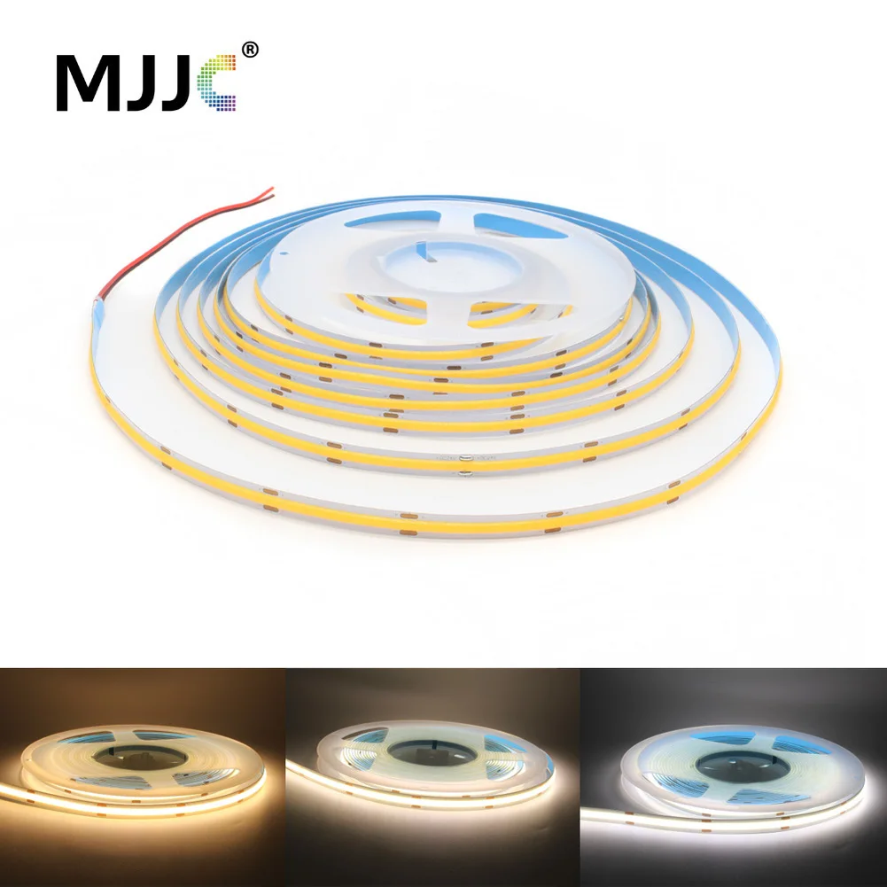 

High Density COB LED Light Strip DC 12V 24V 384 FCOB LED Tape Dimmable CRI 90 FOB Flexible Linear Stripe Light for Indoor Lamp