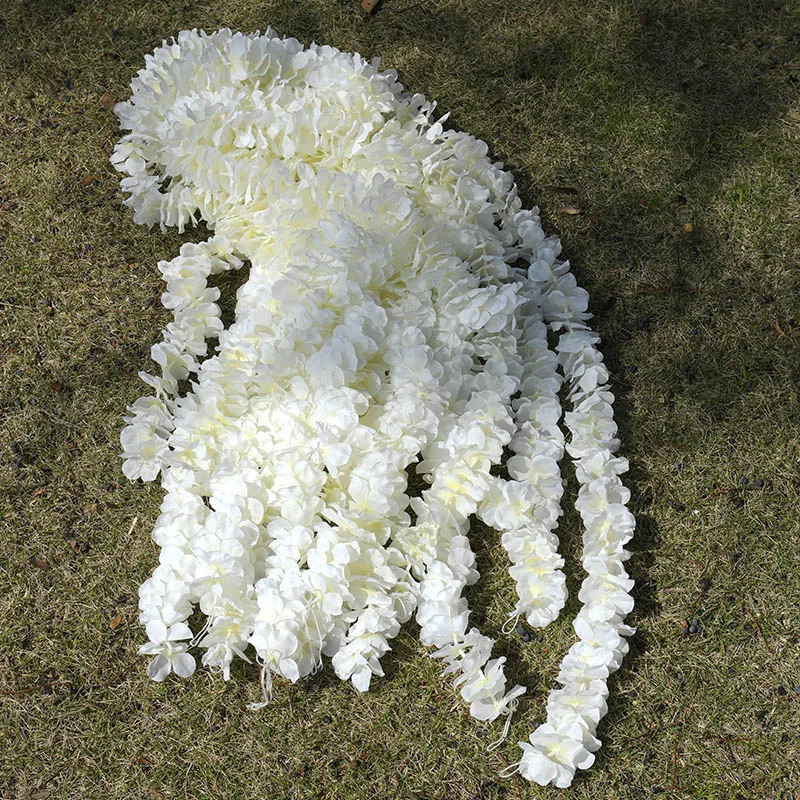 1m 2m/50pcs Artificial Orchid Flowers Rattan String Vine With Leaves For Home Wedding Garden Decoration Hanging Garland Wall