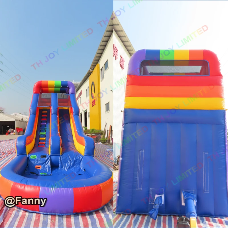 10x3x5m Giant Inflatable Rainbow Slide With Pool Outdoor kids or Adults Colorful Inflatable Pool Slide