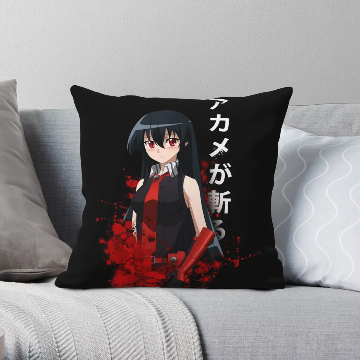 Akame Ga Kill Square Pillowcase Polyester Linen Velvet Pattern Zip Decorative Throw Pillow Case Room Cushion Cover