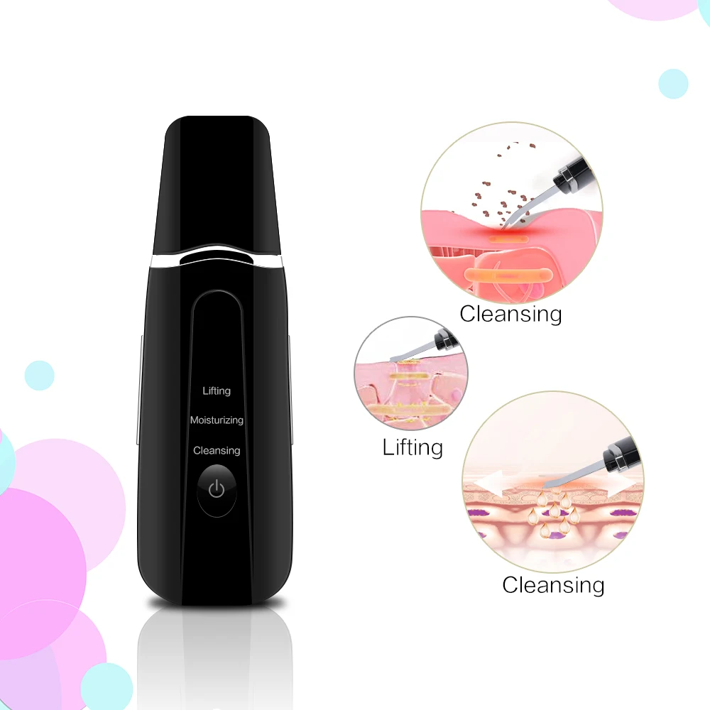 

Ultrasonic Face Skin Scrubber Facial Cleaning Blackhead Removal Cleaner Facial Vibration Message Exfoliator Skin Care Tools