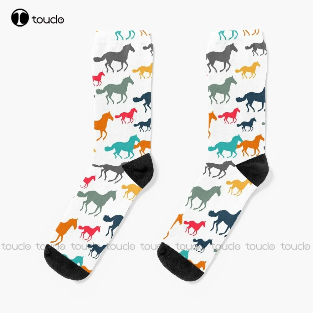 

Носки с лошадьми, длинные черные носки, персонализированные, унисекс, для взрослых, подростков, Молодежные носки с цифровым принтом 360 °, высокое качество, забавные носки