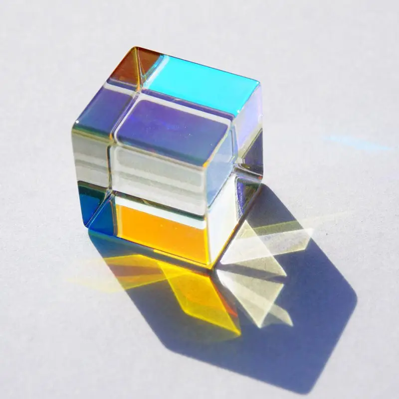 7pcs/Set  Glass Cube Optical Prisma Photography Hexahedral Prism color Prism Rainbow Colour Splitting Prism