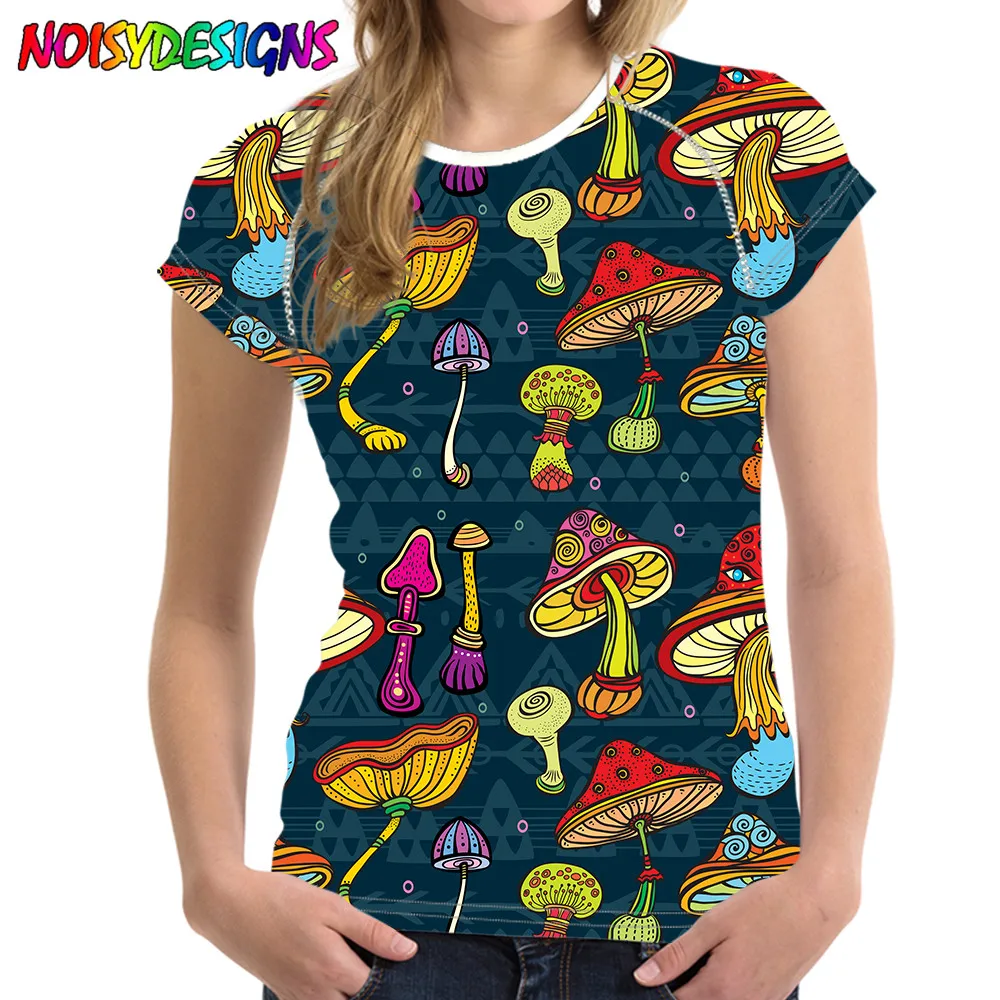 

NOISYDESIGNS Mushroom T Shirt Fashion Women Sweatshirt 3D Print Short Sleeve Hip Hop Streetwear Unisex Tops O Neck Pullover 2021