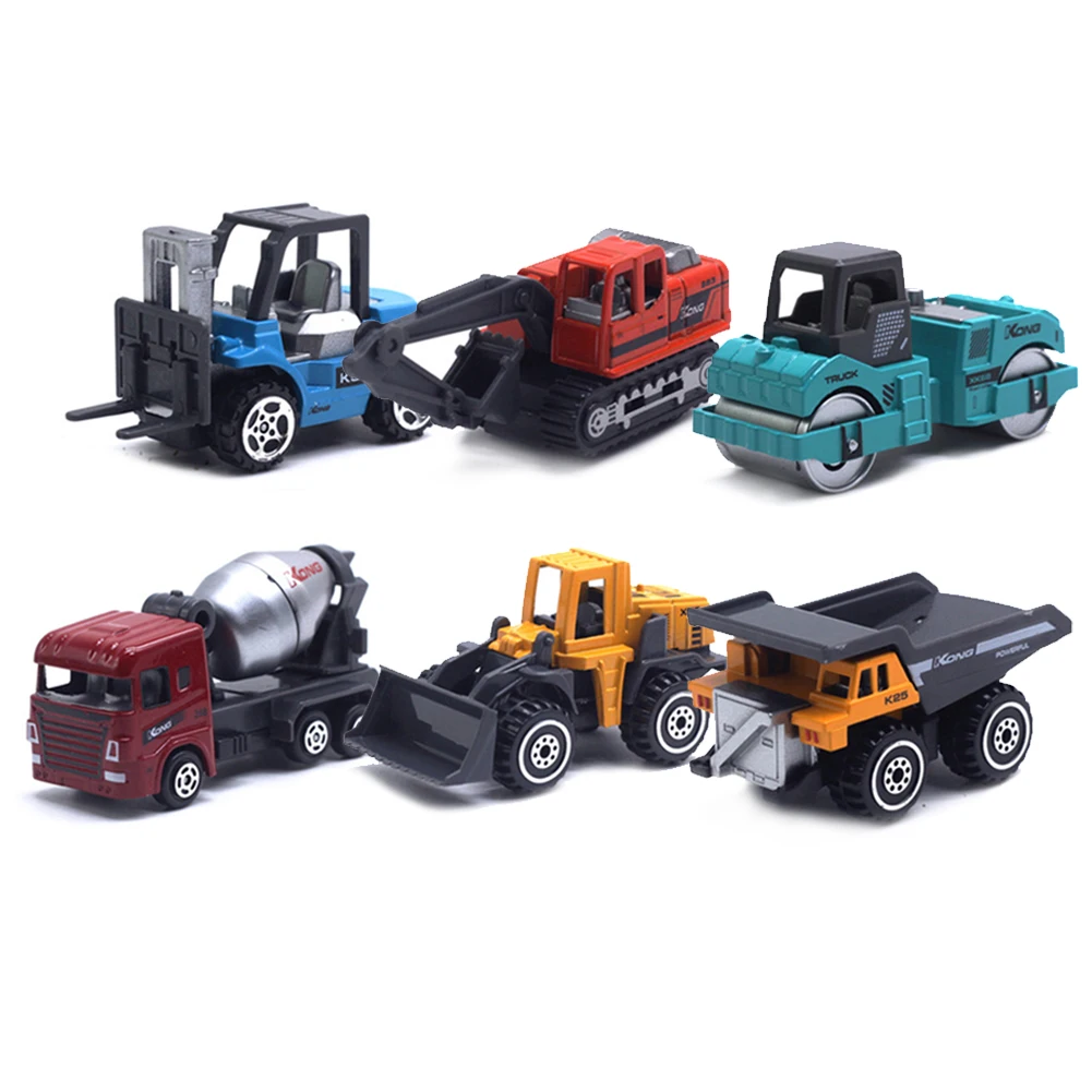 4PCS 1/64 Diecast Alloy Engineering Vehicle Excavator Truck Model Car Collections Classic Educational Toys Children Toys for Boy