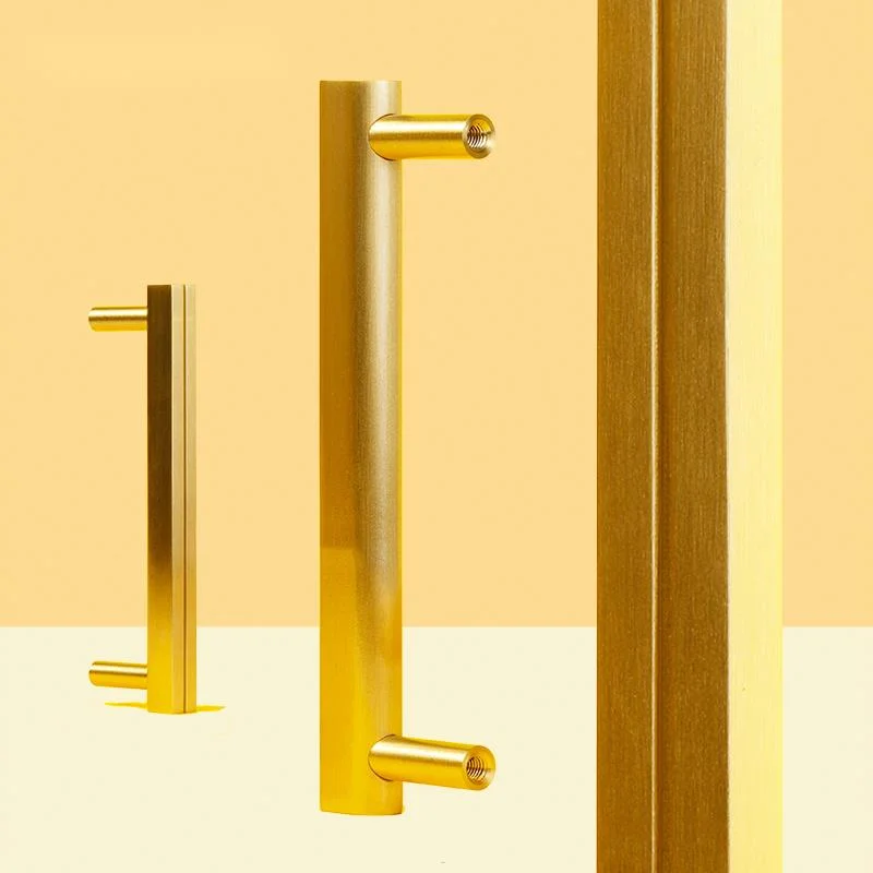 Square Solid Brass Golden Kitchen Cabinet Handles Modern Dresser Pulls Door Handles and Knobs Furniture Hardware