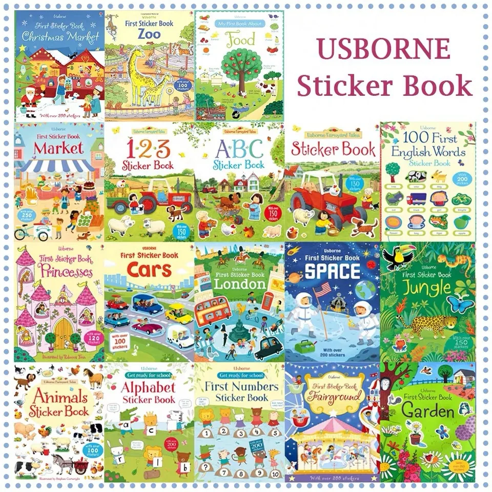 Usborne Sticker Colouring English Book Children Kids Study Educational Scene Cartoon Animals Picture Book Age 3 up