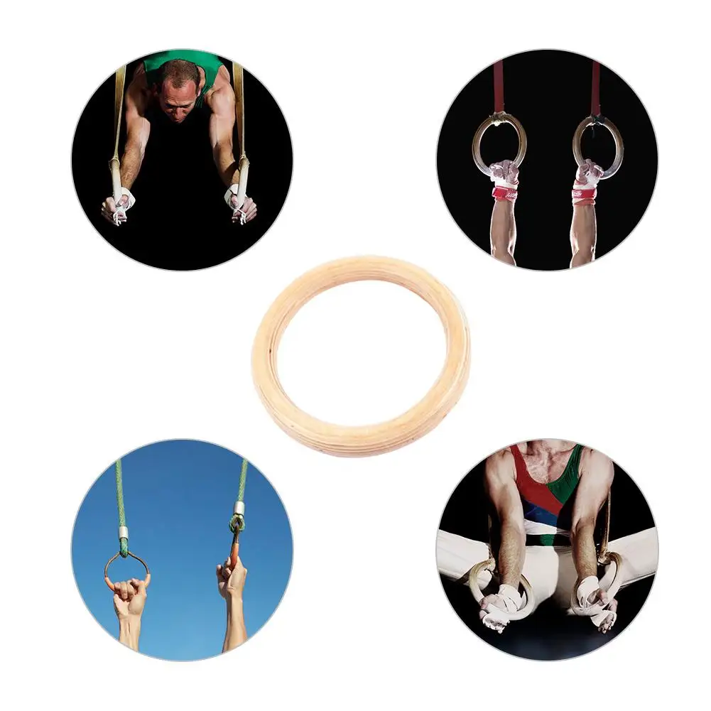 1 Pcs Birch Wood Gymnastic Rings Pull Up GYM Ring Home Fitness Strength Training 2.8cm 3.2cm Fitness Equipment Training Ring