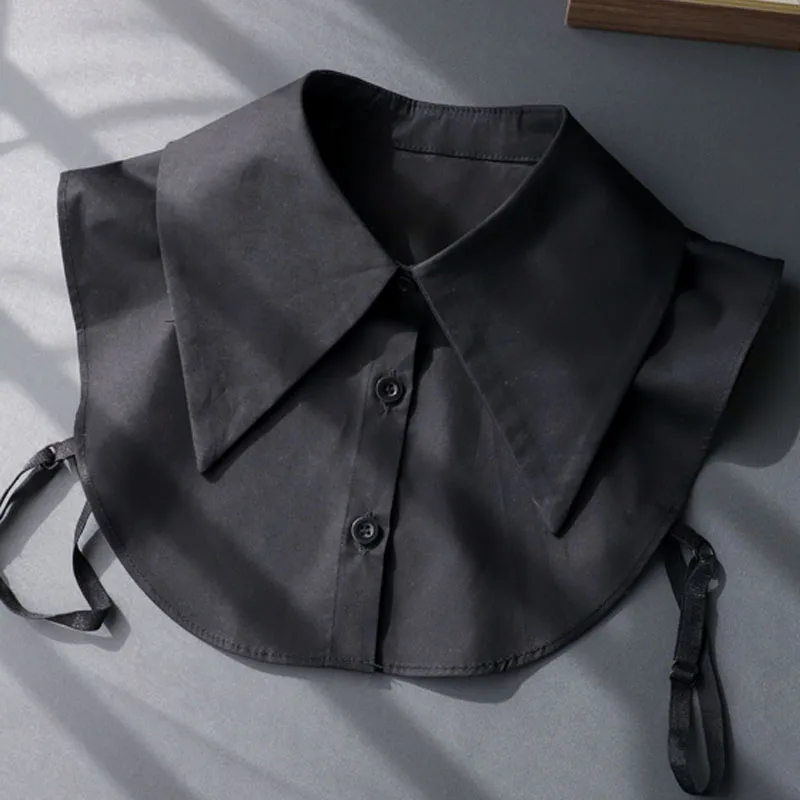 Big Lapel Fake Collar Women Detachable Collars White Cotton Doll False Collar Woman Blouse Sweater Detachable Black Half Shirt