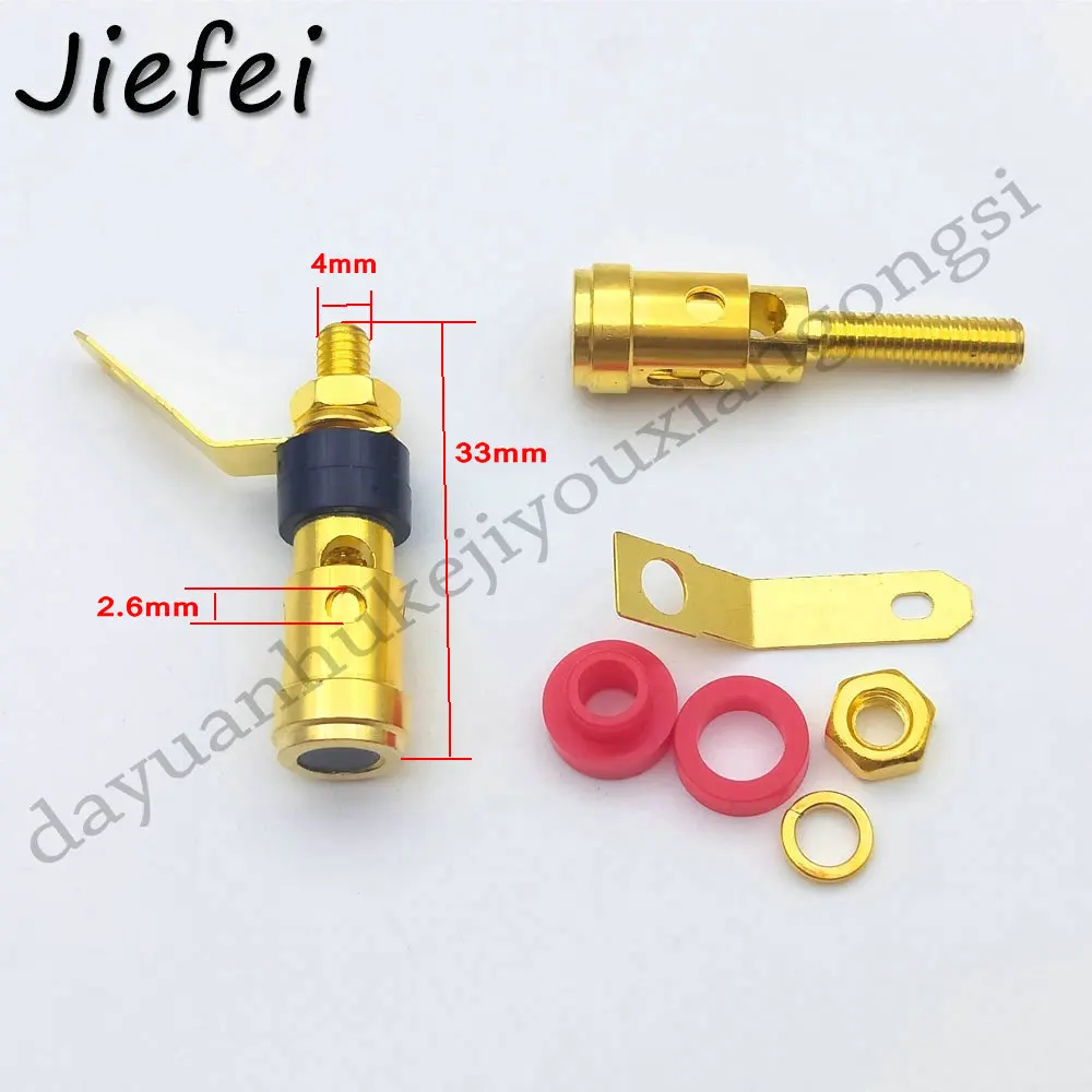 10-100Pcs Gold Plated 2mm/4mm L Banana Audio Plug Jack Socket Connector Amplifier Terminal Spring Loaded Press Type Binding Post