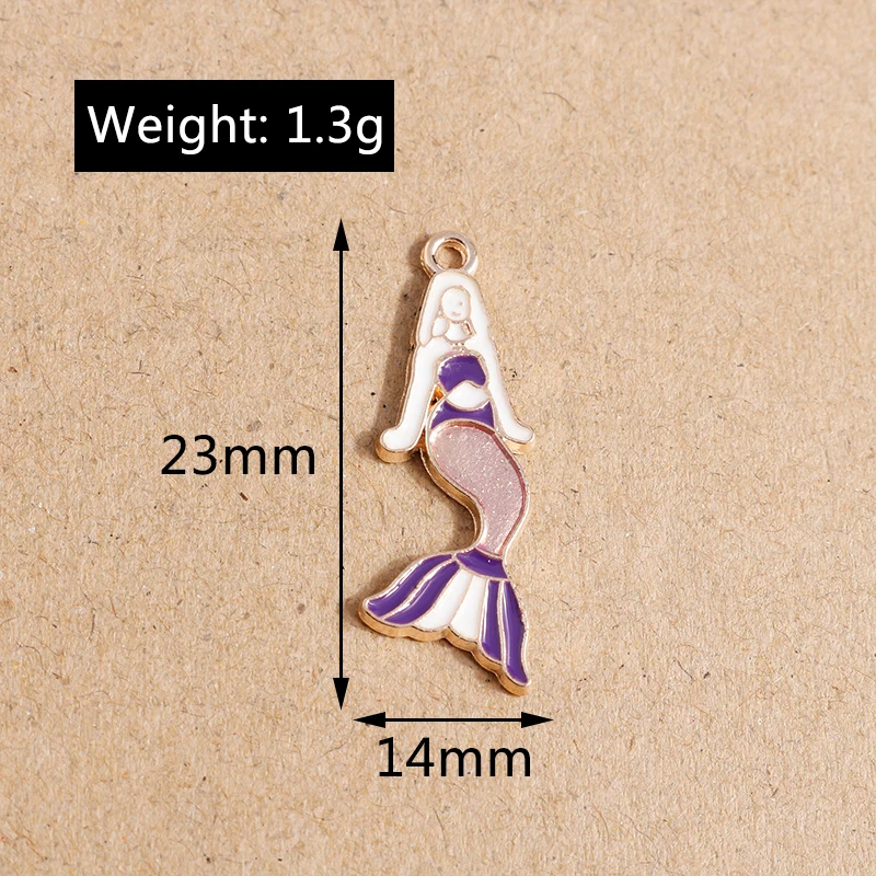 10 Stück niedliche Meerjungfrauen-Anhänger mit Meereslebewesen-Motiv für die Herstellung von Ohrringen, Halsketten, handgefertigten Armbändern, DIY-Schmuckzubehör – Detail 4