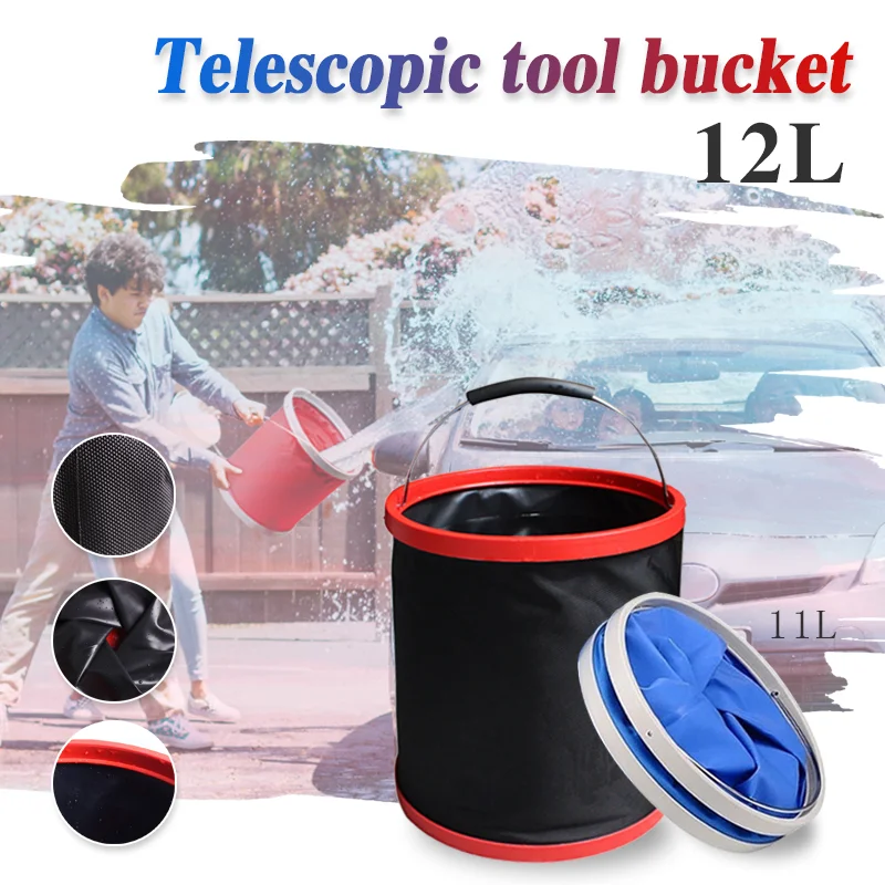 11L 12L New Thickening Portable Folding Bucket Outdoor Camping Car Storage Container Wash Car Mop Fishing Bucket Cleaning Tools