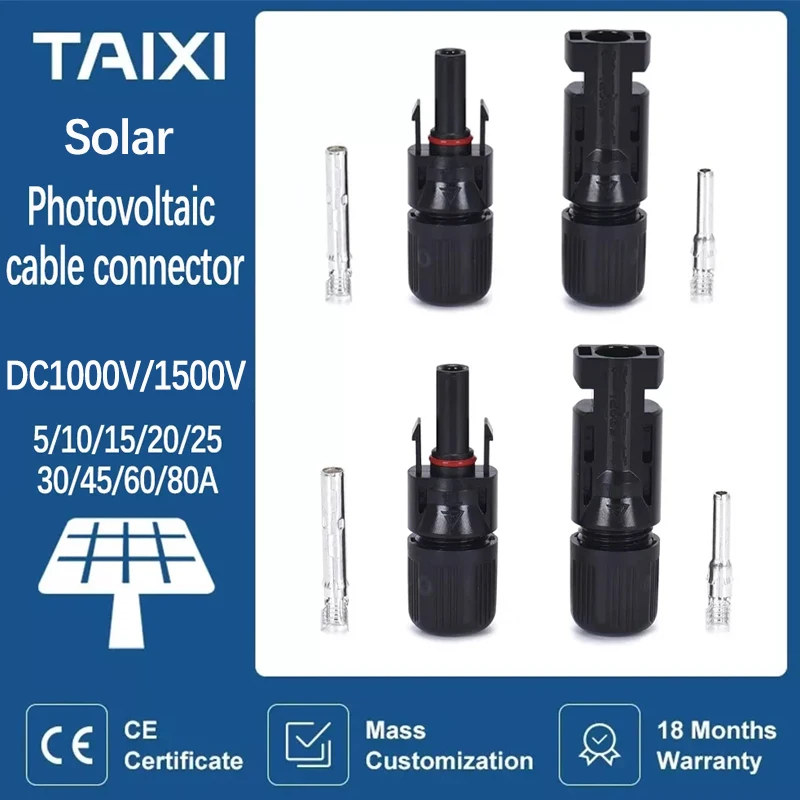 

Solar Photovoltaic PV Cable Connector 30/45/60/80A 1000/1500V IP67 Panel Connecotors for Solar System Wiring