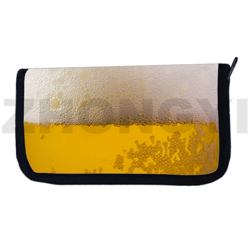 2022 Hot Cool 3D Beer with Foam Wallet for Women Unique Purse Fashion Canvas Unisex Long Coin Purse Men Teenager Funny Cash Bags