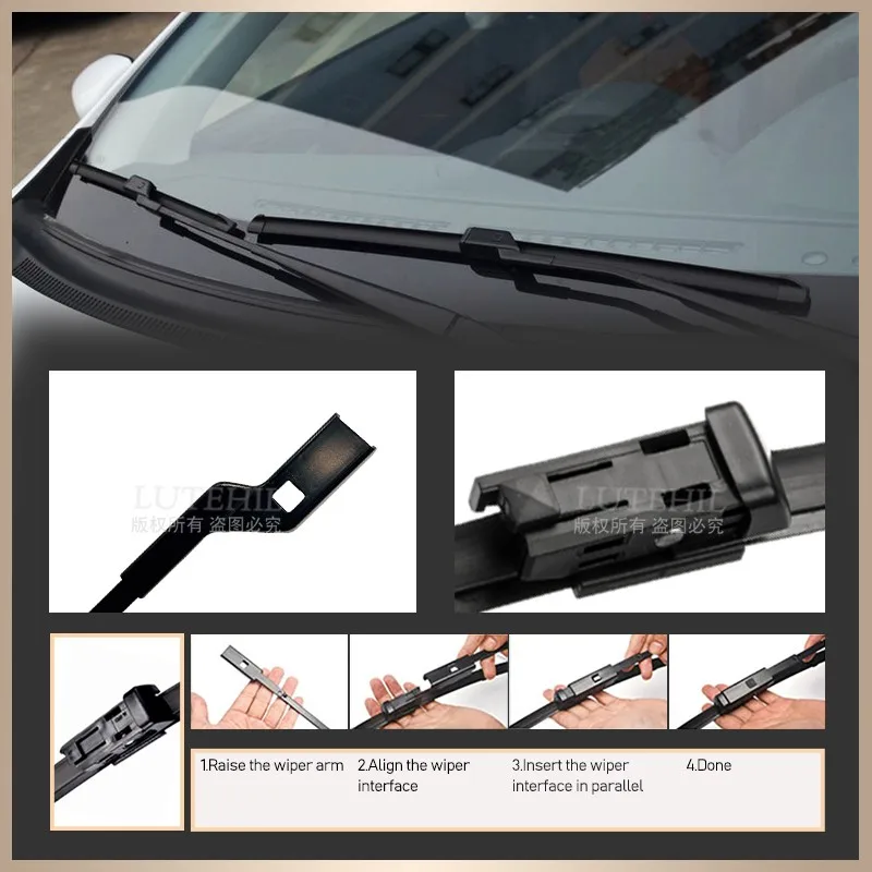 Wiper ใบปัดน้ำฝนด้านหน้าสำหรับ Audi A6 C7 4G 2012 2013 2014 2015 2016 2017กระจกกระจกด้านหน้าหน้าต่าง26 "+ 21"