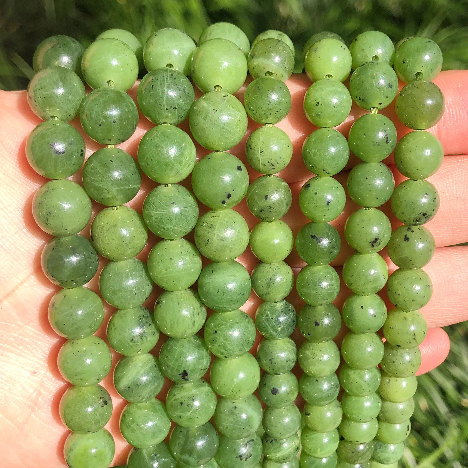 Green Natural Canadian Jade Beads Round Loose 6 8 10 12mm Gemstone Beads For Jewelry Making DIY Charm Bracelet Necklace 7.5 Inch