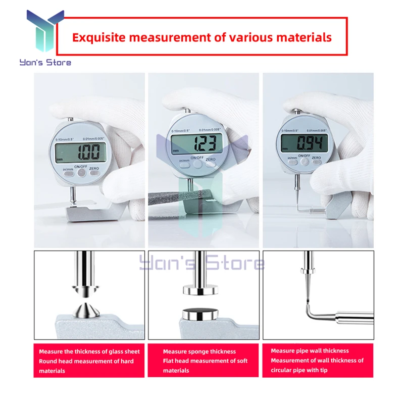 LCD Digital Display Percentage Thickness Gauge Density Tester Micrometer Metric Imperial Wall Thickness Measurement Tools