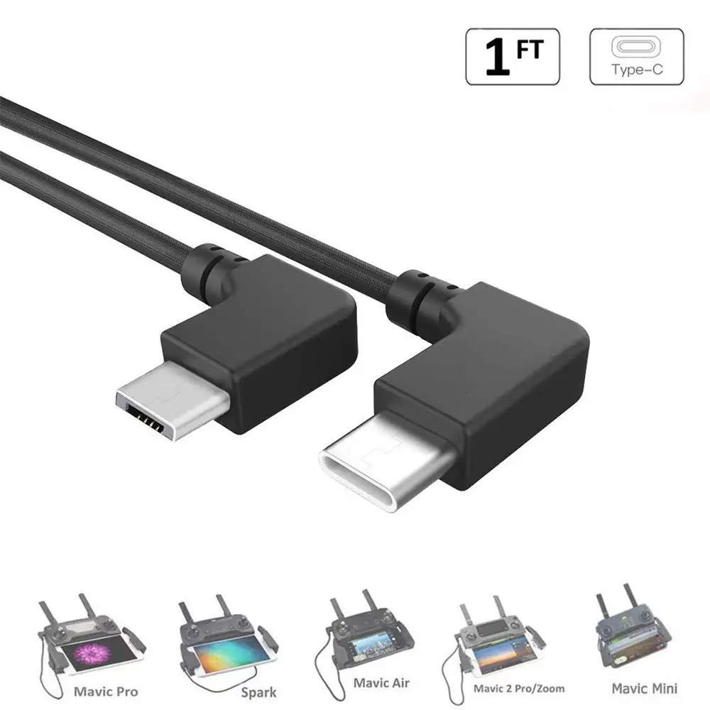 Kabel danych Micro USB do typu C 11,8 cala 90-stopniowy kabel do transmisji danych wideo dla DJI Mavic 2 Zoom/Mavic 2 Pro/Mavic Air/Mavic Air 2/Mavic — zdjęcie produktu 6