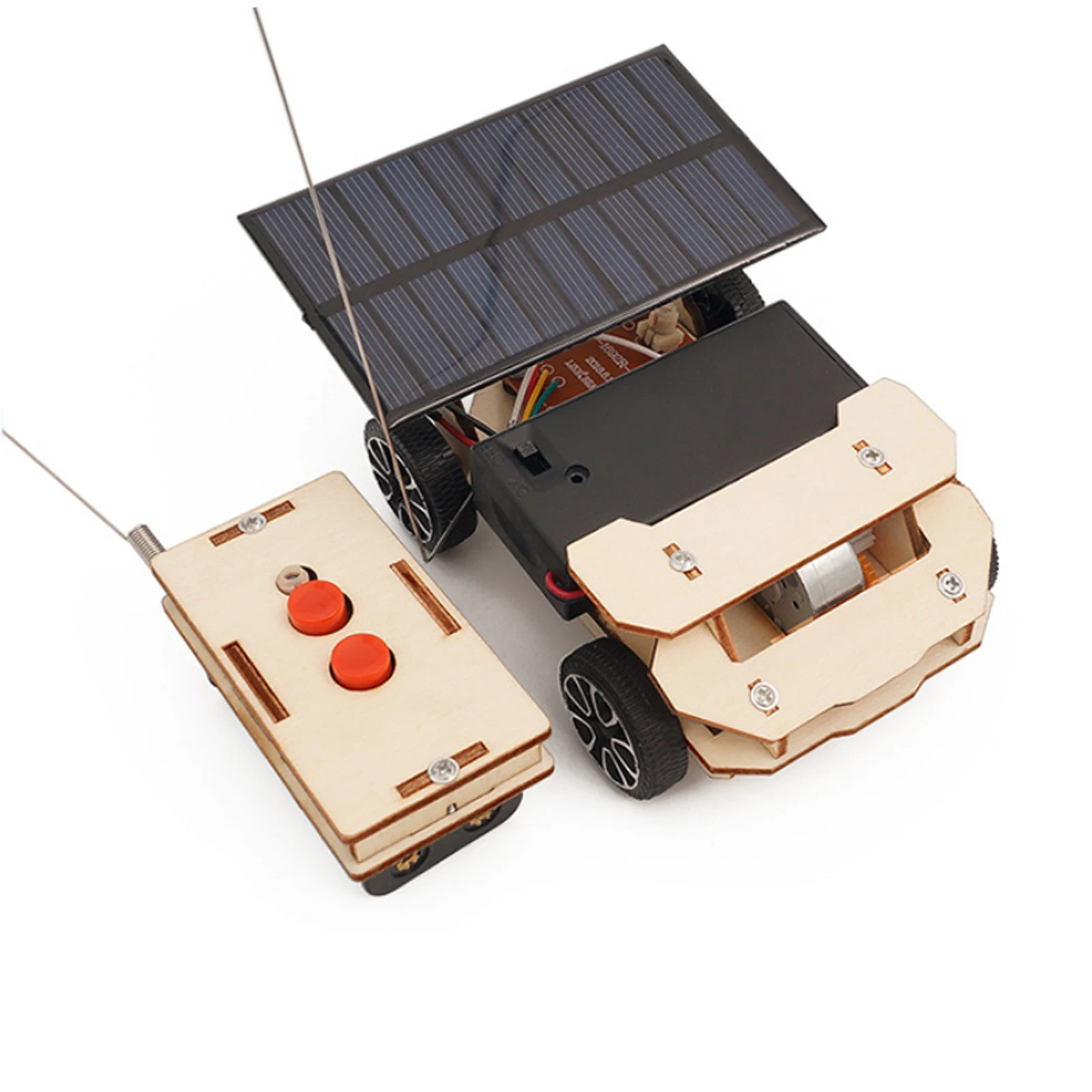 Quebra-cabeça de madeira 3d, carro movido a energia solar, modelo móvel, kits diy, brinquedo educacional de ciências, presente de aniversário para crianças