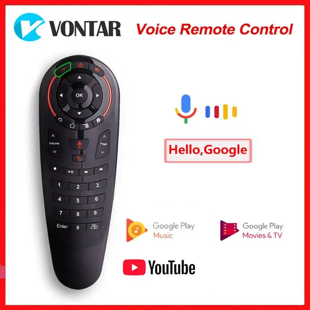 Google Voice Remote Control Gyro Sensing IR Learning Mini 2.4G Wireless Air Mouse Keyboard per Android 11.0 10.0 9.0 TV BOX