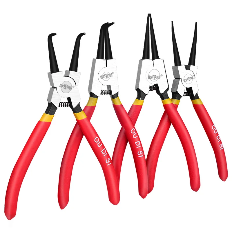 4PCS Retaining Clip Internal External Spring Bent Straight Snap Ring Disassembly Practical Circlip Pliers Set Home Crimp Tool