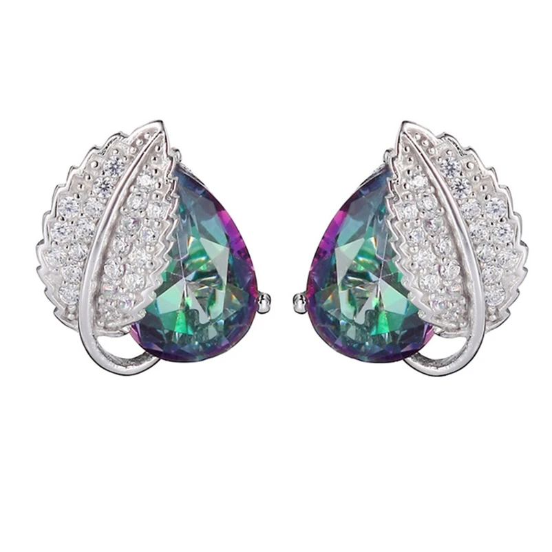 

Eulonvan Luxury 925 Sterling Silver Wedding Earrings Jewelry & Accessories For Women Dropshipping Rainbow Cubic Zirconia S-3729