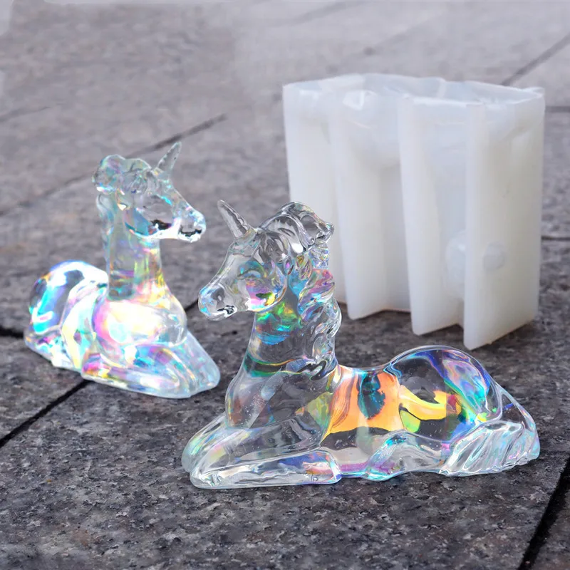 Molde de resina de caballo DIY, molde de yeso de aromaterapia epoxi de cristal con pegamento AB de caballo para Decoración