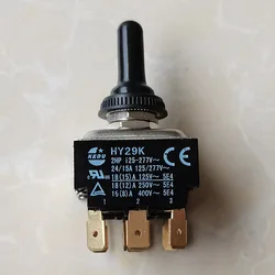 KEDU HY29K Toggle Switch With Silicone Protection Cover 3PDT ON-OFF-ON 2HP 24/15A 125-277V 18(15)A 125V 18(12)A 250V 16(8)A 400V