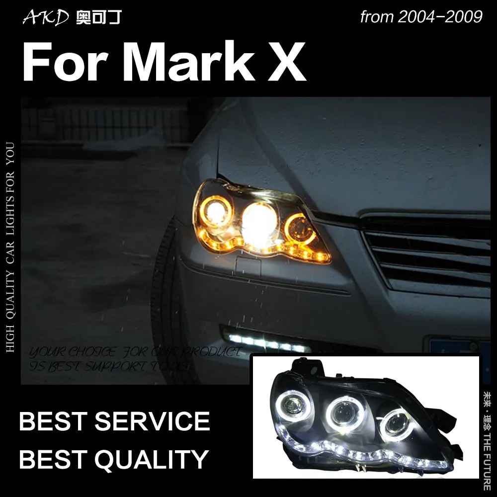 AKD Car Styling for Toyota Mark X Headlights 2004-2009 Reiz LED Headlight DRL Hid Head Lamp Angel Eye Bi Xenon Beam Accessories