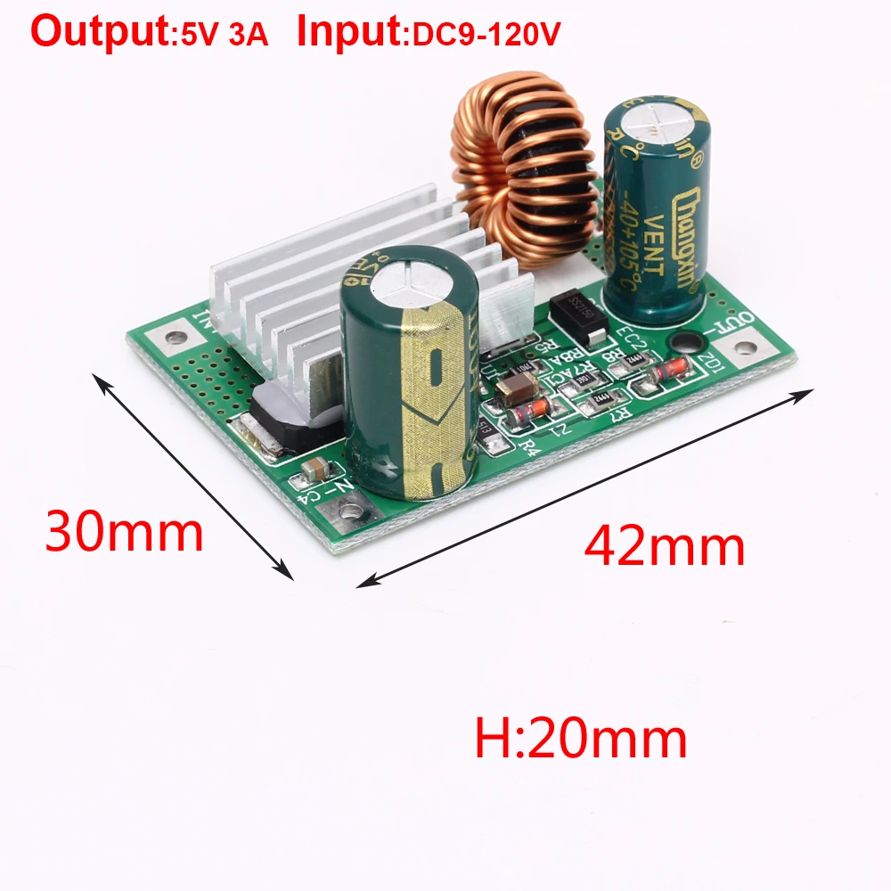 1/3PCS DC 9V 12V 24V 36V 48V 72V 84V 120V auf 5V 3A Step-Down-Modul Netzteil DC-DC-Wandler Buck-Wandler Step-Up-Wandler – Detail 12