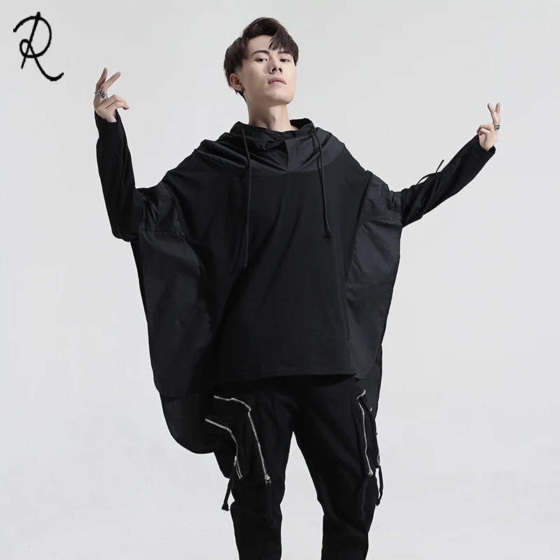 Dark Street personality irregular wind cloth stitching loose hoodie long sleeve hoodie male trend