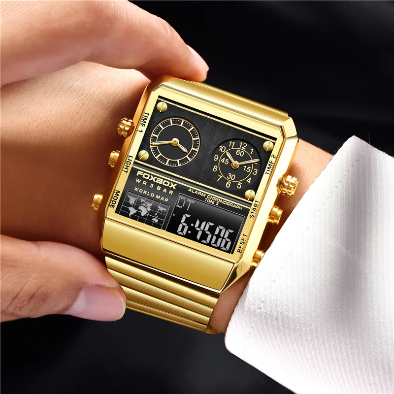 Reloj LIGE New Square Mens Watch Luxury Calendar Stainless Steel Wristwatch Waterproof Quartz Watches For Men Digital Male Clock