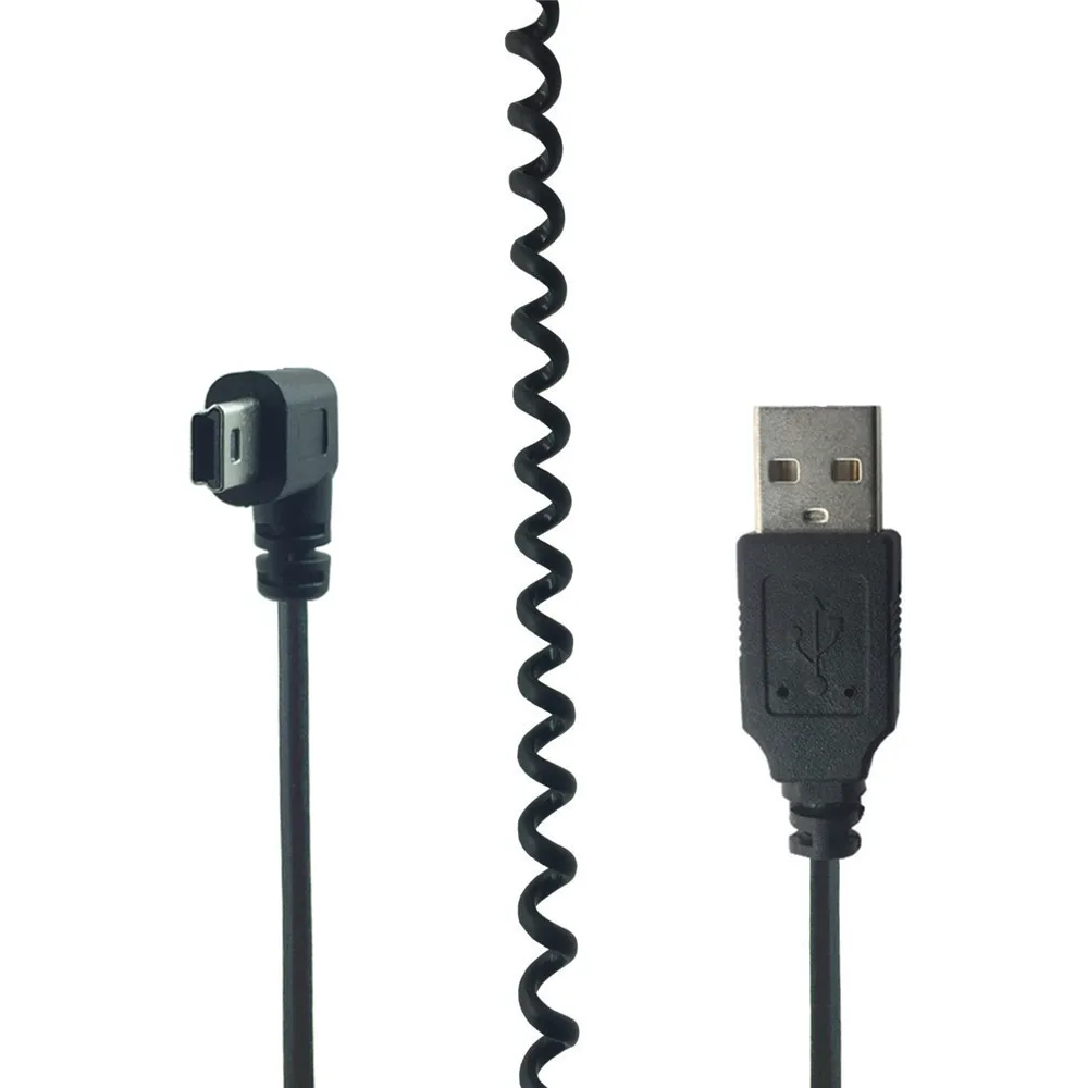 USB Type-A to Mini 5Pin Right Angle Charging spring Cable mini usb cable for GPS Navigator 0.5m-1.2m