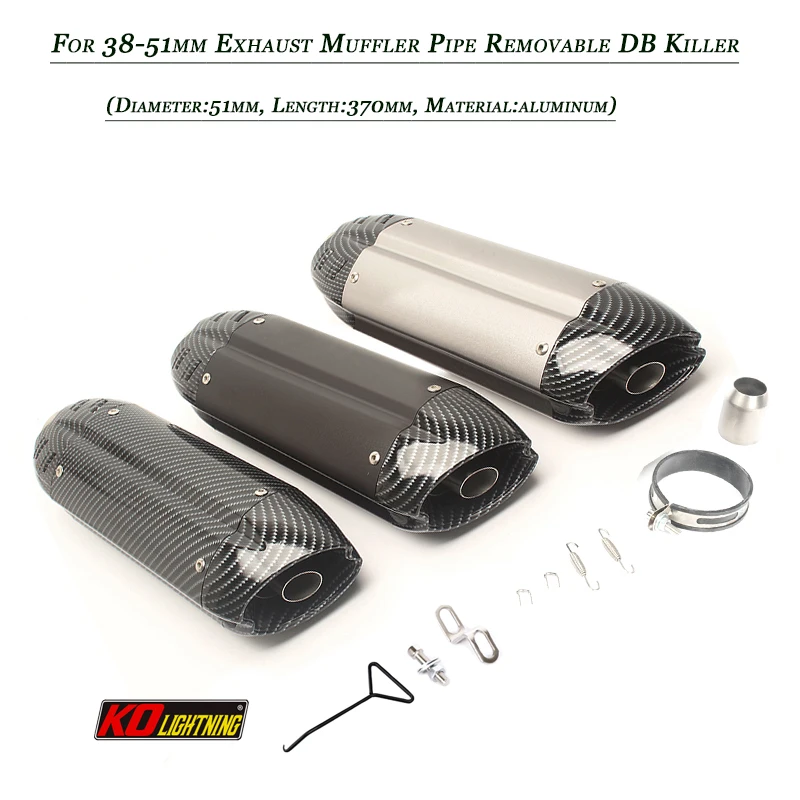 

Motorcycle Vent Muffler Tubes System Refit Exhaust Silencer Tip Pipe With Removable DB Killer Escape Silp on for 38-51mm