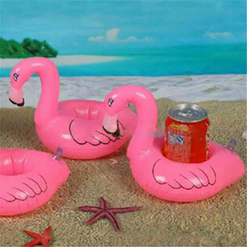 2X Flamingo Floating Inflatable Drink Can Holder Swimming Pool Bath Child Toy