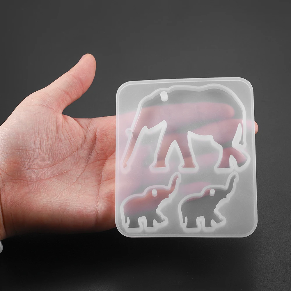 1pcs Animals UV Resin Silicone Mold Elephant Alpaca Polar Bear Pendant Key Chain Epoxy Resin Mould For DIY Jewelry Making Tool