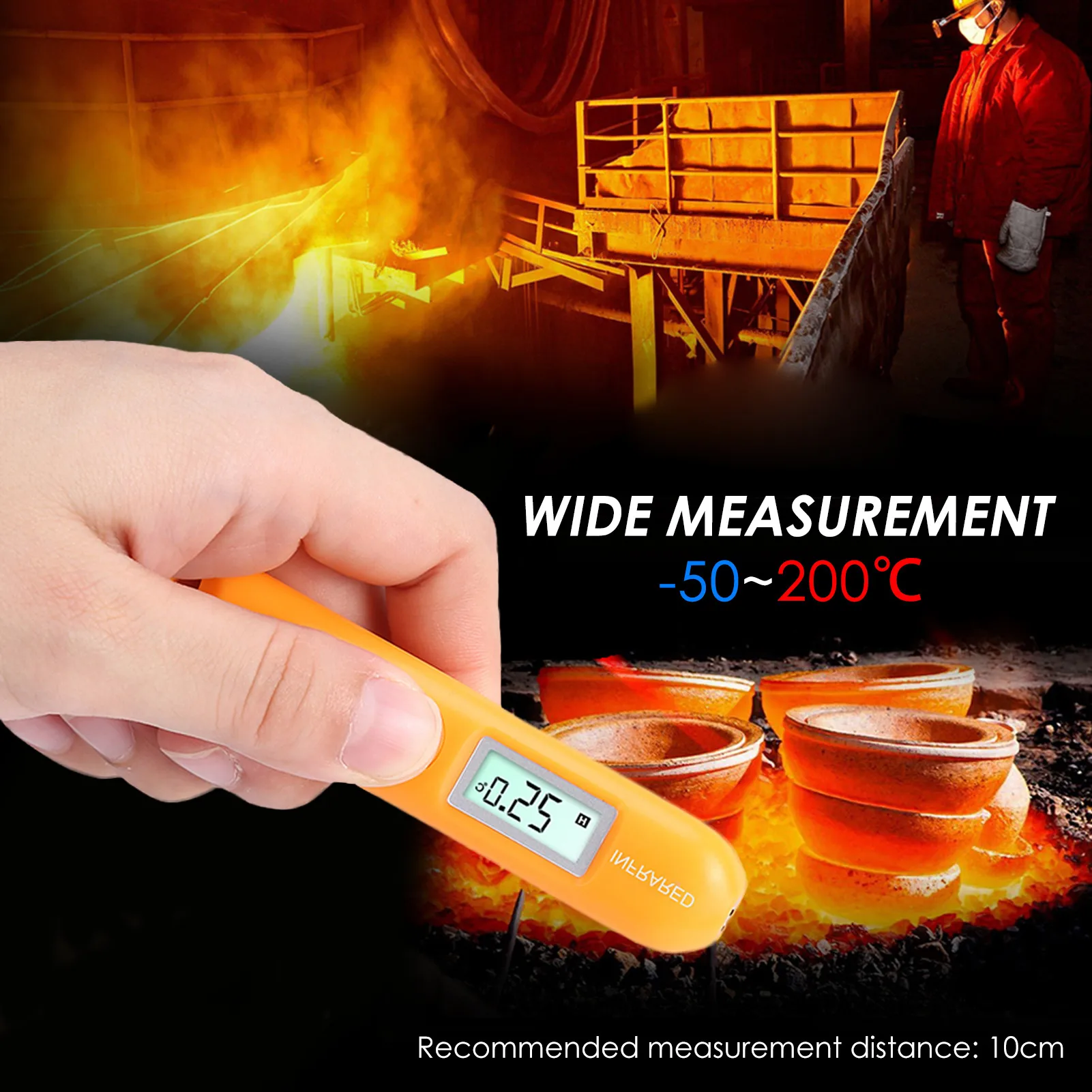 Thermometer C/F Non Contact Pyrometer Industrial Digital IR Temperature Meter -50~220 Degree Celsius Thermometer